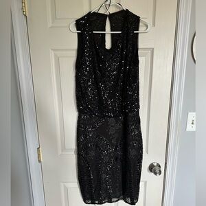 Black Sequins & Lace Dress